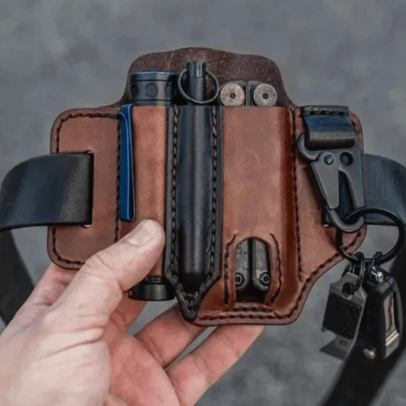 Men 6.5 Inch Leather Waist Belt Bag