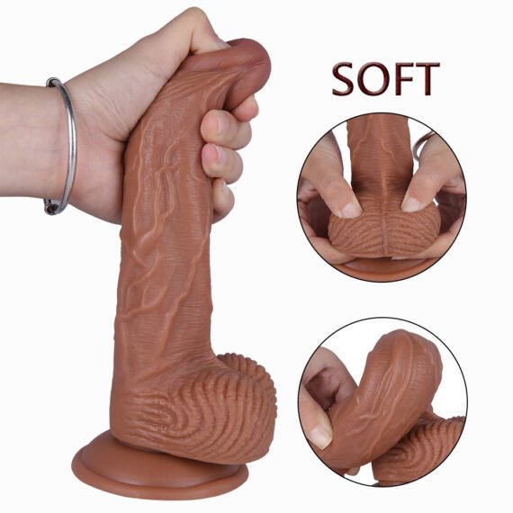 (Only Today 50% off) Large ultra-realistic liquid silicone suction cup dildo with bulging veins 8.6 inches (3 days delivery)