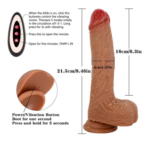 (Only Today 50% off)  D44 Realistic Swinging & Warming Silicone Thrusting Dildo with Remote Control 8.5 Inch (3 days delivery)