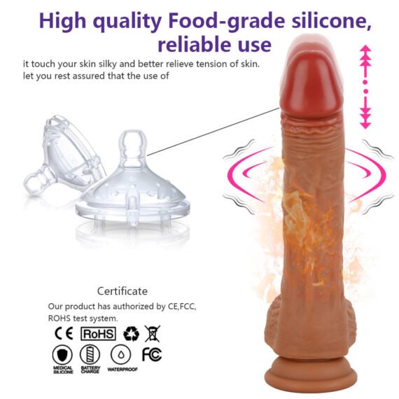 (Only Today 50% off)  D44 Realistic Swinging & Warming Silicone Thrusting Dildo with Remote Control 8.5 Inch (3 days delivery)