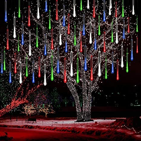 576 LED Meteor Shower Lights LED Falling Rain Lights 12 Tubes Outdoor Christmas