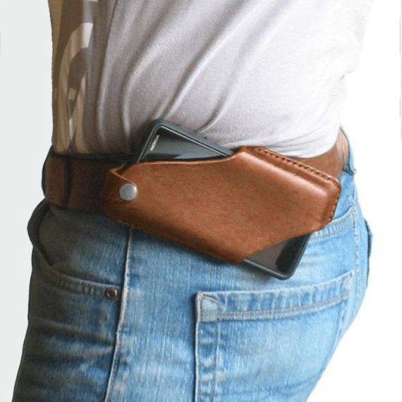 Men 6.5 Inch Leather Waist Belt Bag