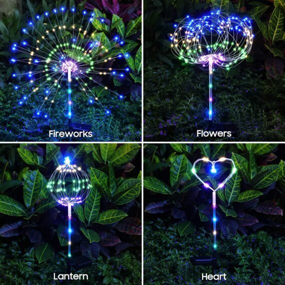 ��Over $60 Get 10% Off��Outdoor Solar Garden Lights , Upgraded 124 LED Colorful Fireworks Solar Lights