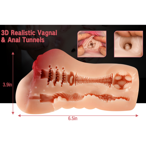 (Only Today 50% off)3D Realistic Vagina and Tight Anal Sex Stroker with Soft TPE Material  0.76KG (3 days delivery)