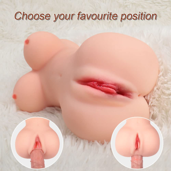 (Only Today 50% off) 3-in-1 Half Body Pocket Sex Toys with Boobs, Realistic 3D Textured Pussy and Anal Tunnels (0.65kg 20*11*10cm) (3 days delivery)