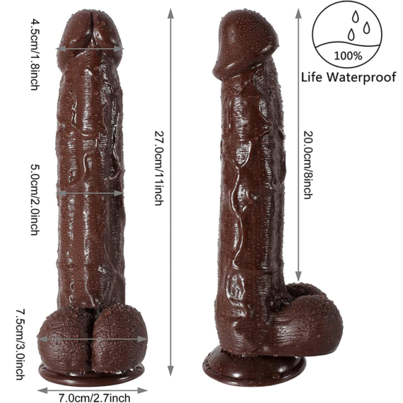 (Only Today 50% off)25cm Black Realistic Huge Dildo with Lifelike Detail and Strong Suction Cup for Hand-Free Play(3 days delivery)