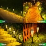 Solar Outdoor Lights,Solar Landscape Garden Powered Pathway Lights Warm/White Switch Auto On/Off Waterproof LED Path Lighting for Garden Walkway Yard