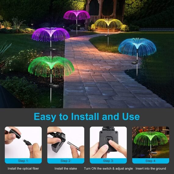 Vosaro Solar Yard Lights Decorative, 7 Color Changing Solar Powered Stake Light
