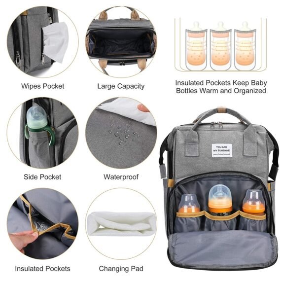 🔥Clearance Price SGD 26.9🔥 Diaper Bag Backpack with Changing Station😍