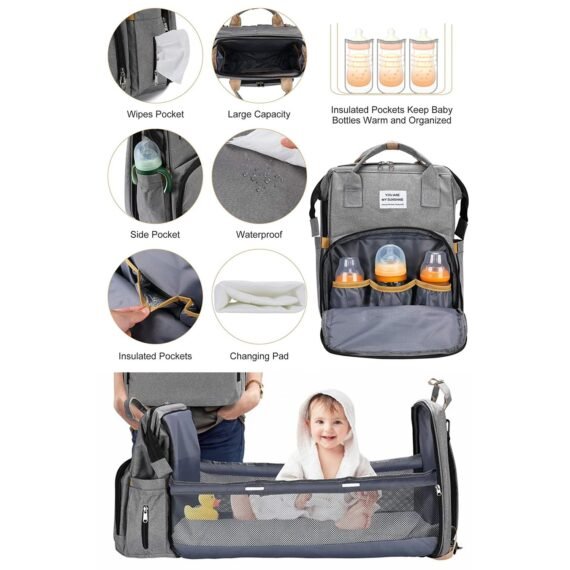 🔥Clearance Price SGD 26.9🔥 Diaper Bag Backpack with Changing Station😍
