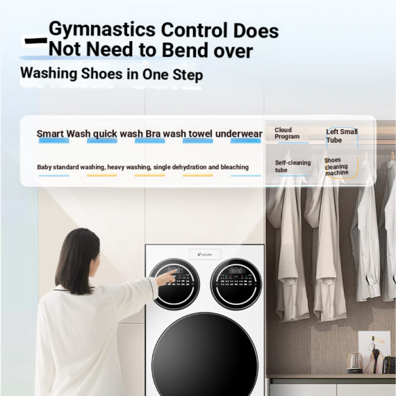 Haier Leader Three-Compartment Automatic Washing Machine and Shoe Washer Set, Three-Drum Household Front-Loading Washing Machine ProMax