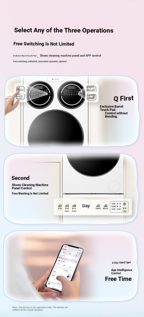 Haier Leader Three-Compartment Automatic Washing Machine and Shoe Washer Set, Three-Drum Household Front-Loading Washing Machine ProMax