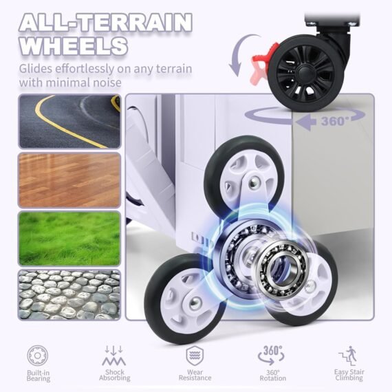 ⚡Clearance Price S$4.99🎁FELICON Folding Climber Utility Cart Rolling Crate Tote on Rotate Wheels with Adjustable Handle Hidden Lid Cup Holder Storage Toolbox for Teacher Office File Move Shop Travel Laundry Grocery